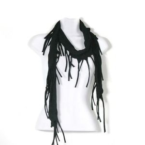 Black Cotton Fringe Scarves Fringed Black Scarves